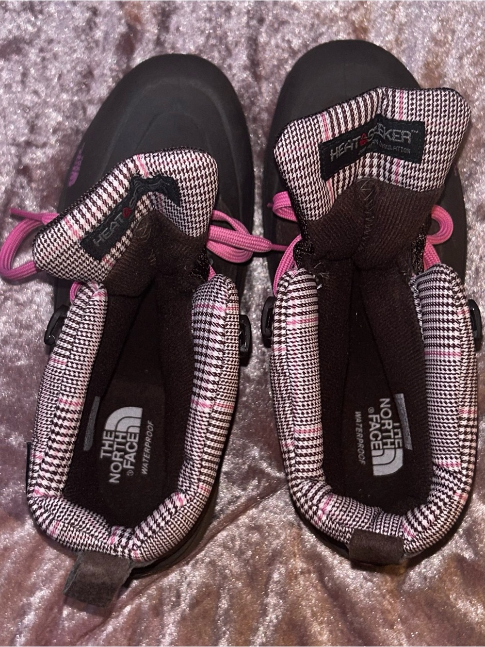 The North Face Brown Winter Boots with Pink Laces girls size 7 - Picture 14 of 16